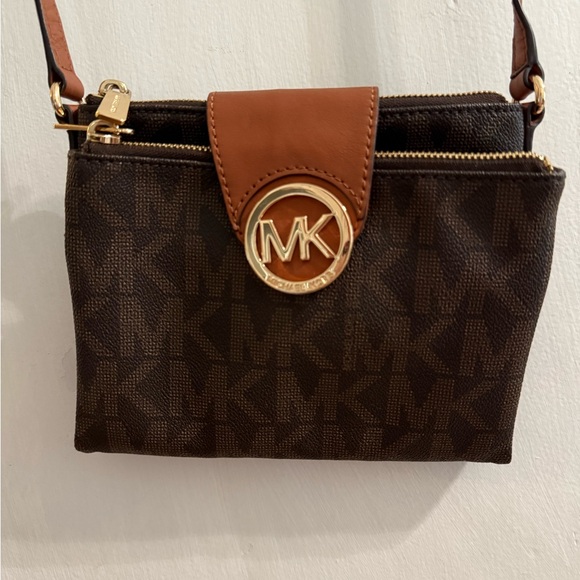 Michael Kors Dark Brown and Tan Crossbody Bag - Picture 1 of 4